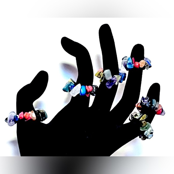 Rock Rings ☾ Agate Rings ☾ Stone Rings - Picture 4 of 7